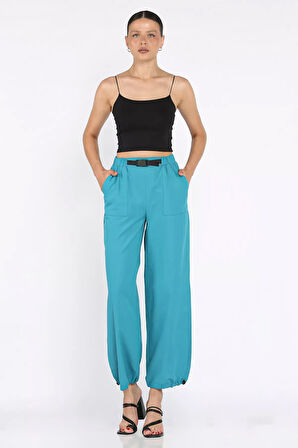 Bel Ve Paça Lastikli Kadın Paraşüt Pantolon