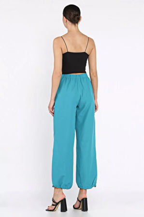 Bel Ve Paça Lastikli Kadın Paraşüt Pantolon