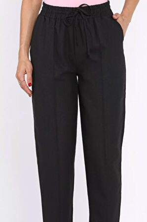 Kadın Bel Bağlamalı Ön Çimalı Havuç Pantolon