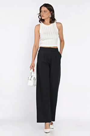 Kadın Bel Lastikli Cırtlı Palazzo Pantolon