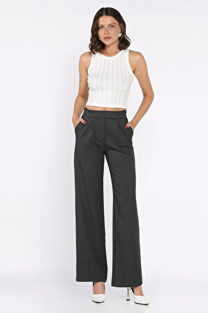 Kadın Bel Lastikli Cırtlı Palazzo Pantolon