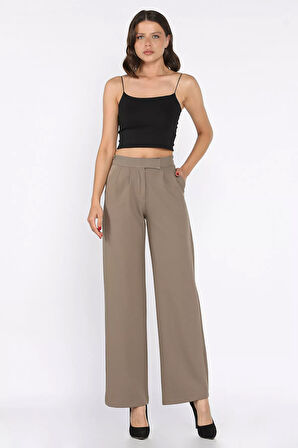 Kadın Bel Lastikli Cırtlı Palazzo Pantolon