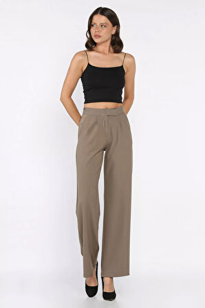 Kadın Bel Lastikli Cırtlı Palazzo Pantolon
