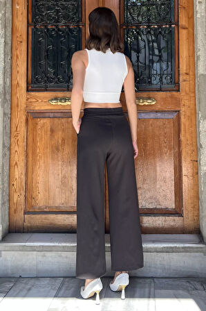 Kadın Bel Lastikli Cırtlı Palazzo Pantolon