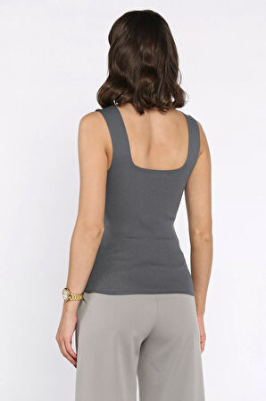 Kare Yaka Askılı Likralı Kadın Triko Bluz (s,m,l Uyumludur)