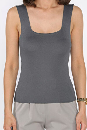 Kare Yaka Askılı Likralı Kadın Triko Bluz (s,m,l Uyumludur)