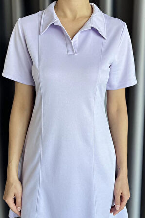 Polo Yaka Kadın Mini Elbise