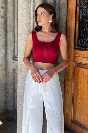 Kadın Ön Fermuarlı Pedli Likralı Büstiyer