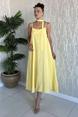 İp Askılı Bağcıklı Kadın Elbise