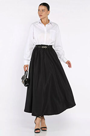 Kadın Garnili Cep Detaylı Kemerli Elbise