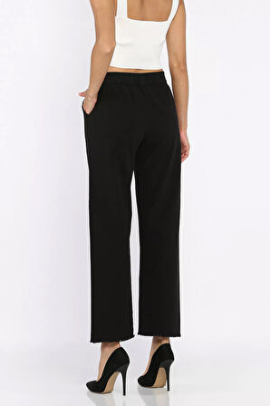 Bel Lastikli Paça Püsküllü Kadın Keten Pantolon