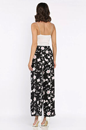 Kadın Çiçek Desenli Viskon Yürüyüş Pantolonu