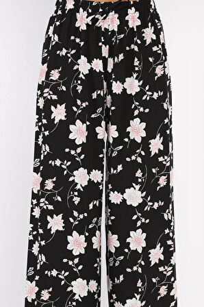 Kadın Çiçek Desenli Viskon Yürüyüş Pantolonu