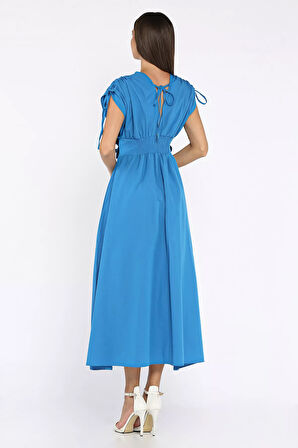 Papatya Aplikeli Kruvaze Elbise