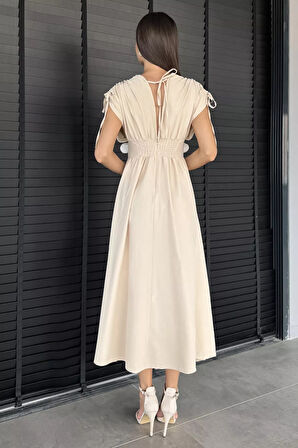 Papatya Aplikeli Kruvaze Elbise