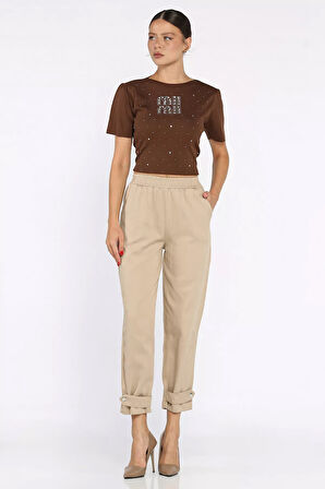 Bel Lastikli Gabardin Pantolon