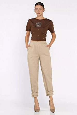 Bel Lastikli Gabardin Pantolon