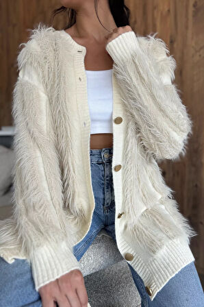 Kadın Sakallı Triko Hırka