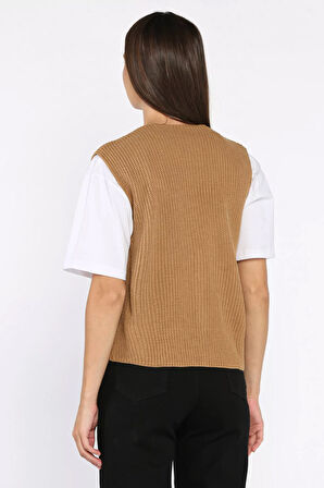 Kadın Düğmeli Triko Yelek (s-m-l-xl Uyumludur)