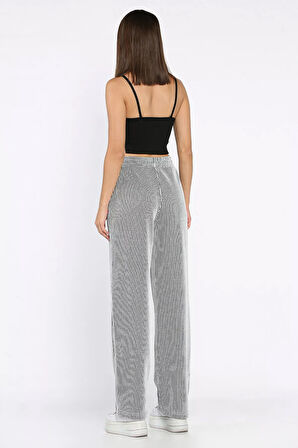 Kadın Su Yolu Çizgili Bol Paça Pantolon