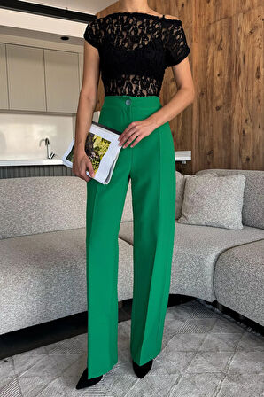 Kadın Bol Paça Kumaş Pantolon