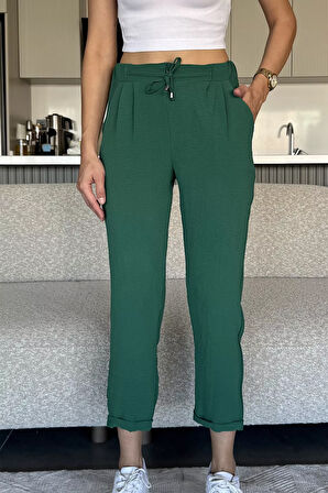 Bel Lastikli Bağcıklı Pantolon