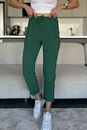 Bel Lastikli Bağcıklı Pantolon