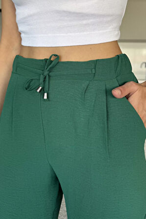 Bel Lastikli Bağcıklı Pantolon