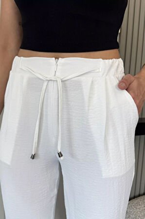 Bel Lastikli Bağcıklı Pantolon