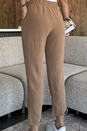 Bel Lastikli Bağcıklı Pantolon