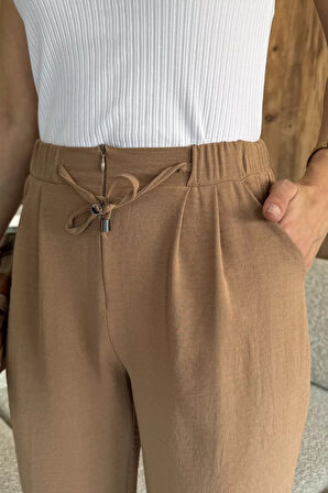 Bel Lastikli Bağcıklı Pantolon