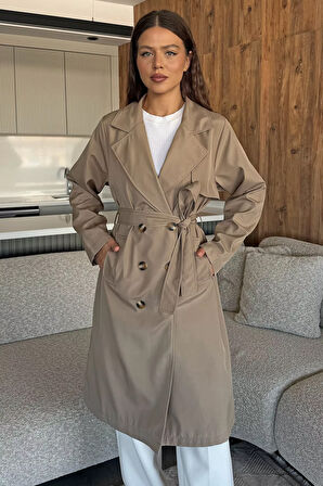 Kadın Bel Kuşak Detaylı Trençkot