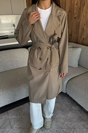 Kadın Bel Kuşak Detaylı Trençkot