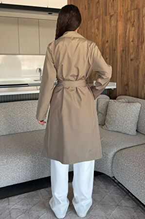 Kadın Bel Kuşak Detaylı Trençkot