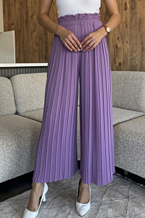 Kadın Bel Lastikli Piliseli Bol Kesim Pantolon