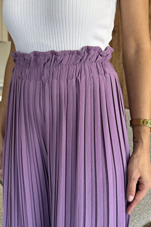 Kadın Bel Lastikli Piliseli Bol Kesim Pantolon