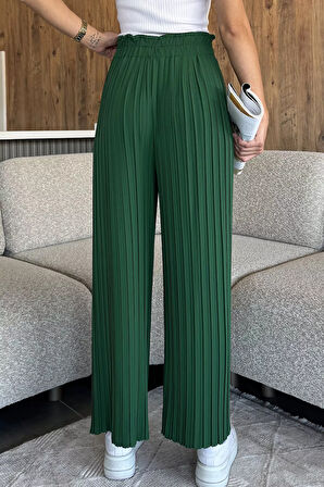 Kadın Bel Lastikli Piliseli Bol Kesim Pantolon