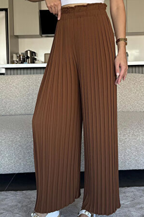 Kadın Bel Lastikli Piliseli Bol Kesim Pantolon