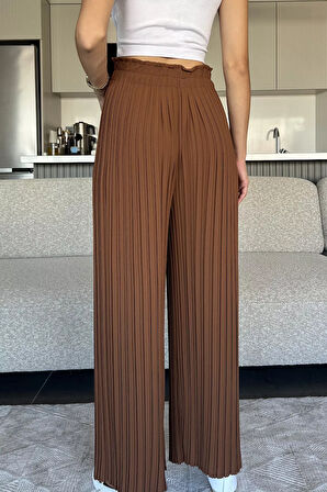 Kadın Bel Lastikli Piliseli Bol Kesim Pantolon