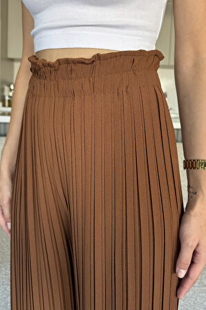 Kadın Bel Lastikli Piliseli Bol Kesim Pantolon