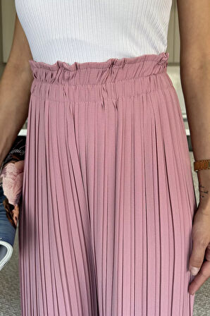 Kadın Bel Lastikli Piliseli Bol Kesim Pantolon