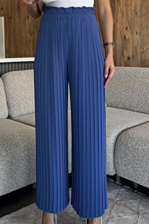 Kadın Bel Lastikli Piliseli Bol Kesim Pantolon