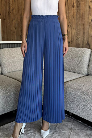 Kadın Bel Lastikli Piliseli Bol Kesim Pantolon