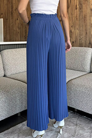 Kadın Bel Lastikli Piliseli Bol Kesim Pantolon