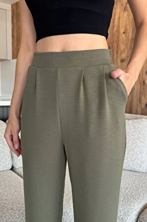 Kadın Bel Lastikli Yüksek Bel Palazzo Pantolon