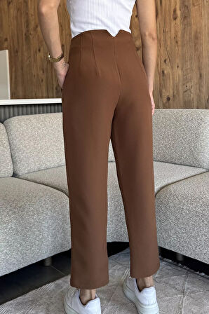 Kadın Bel Çimalı Kumaş Pantolon