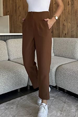 Kadın Bel Çimalı Kumaş Pantolon