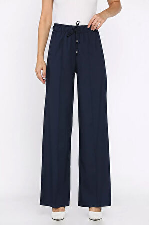 Kadın Yüksek Bel Çimalı Bel Lastikli Palazzo Pantolon