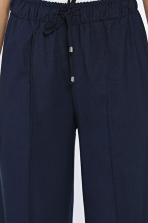 Kadın Yüksek Bel Çimalı Bel Lastikli Palazzo Pantolon