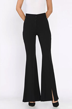 Paça Yırtmaçlı Palazzo Slim Fit Kumaş Pantolon